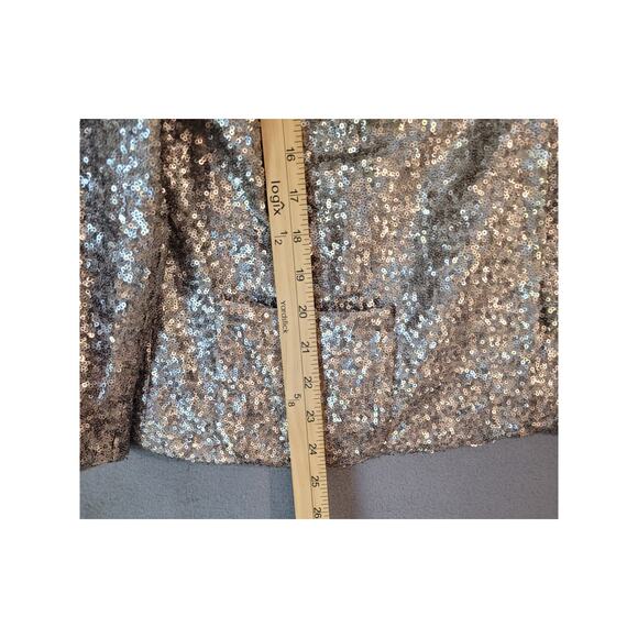 Chico’s Metallic Pewter Sequin Blazer Jacket NWT Size 2 Evening Sparkle - Picture 6 of 10